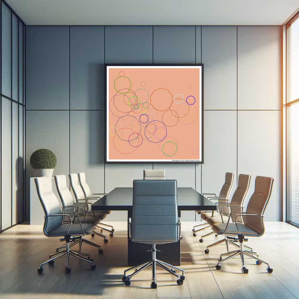 38 decagons on whim of glazed indigo and taupe in room setting