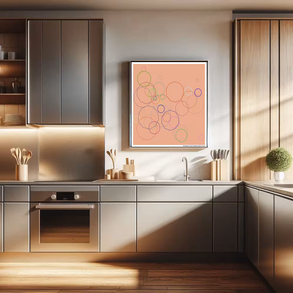 38 decagons on whim of glazed indigo and taupe in room setting