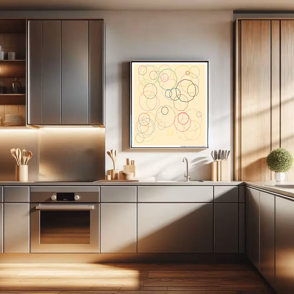 52 decagons on frosted rose and nocturnal bubblegum in room setting