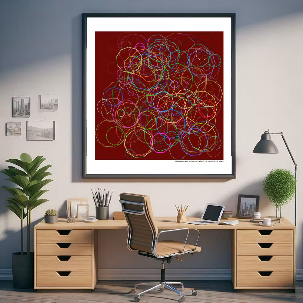 166 decagons on enchanted twilight — a conviction of gleam in room setting