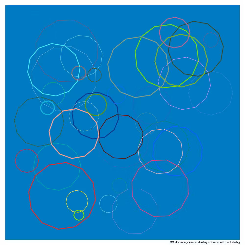 39 dodecagons on dusky crimson with a lullaby