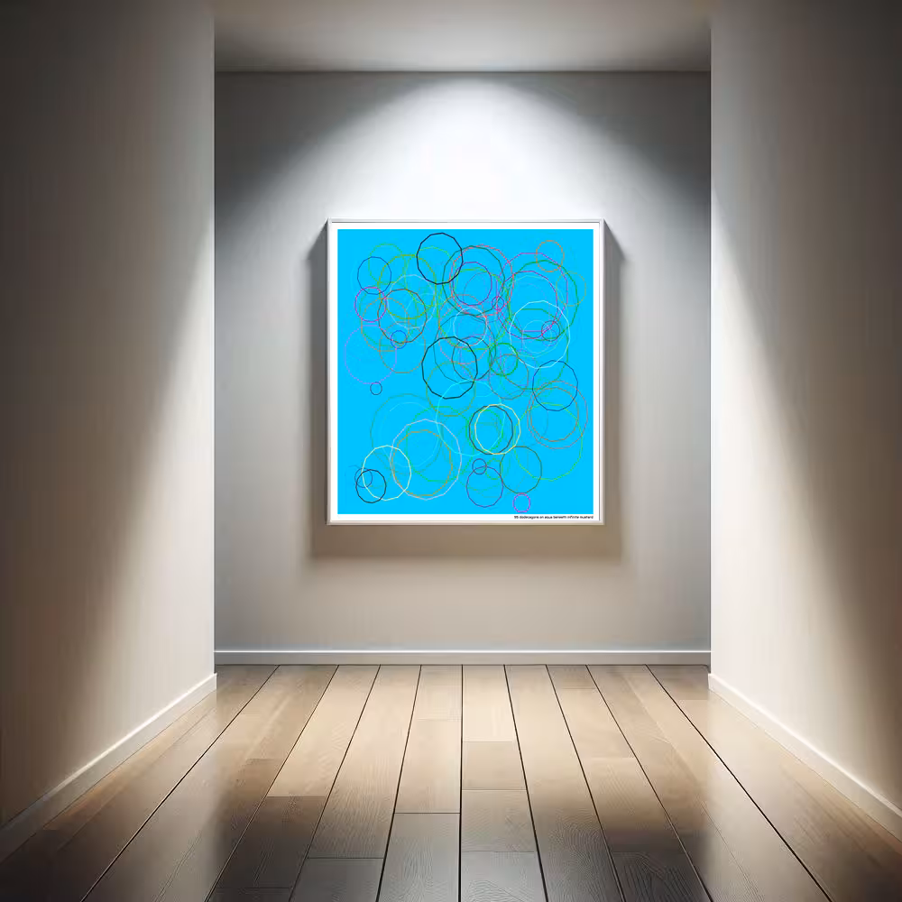 95 dodecagons on aqua beneath infinite mustard in room setting