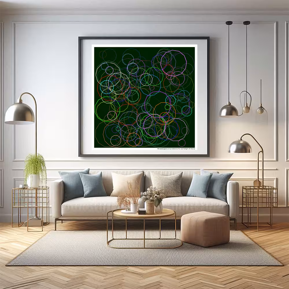 149 dodecagons on burnished butter and twilight of chorus in room setting