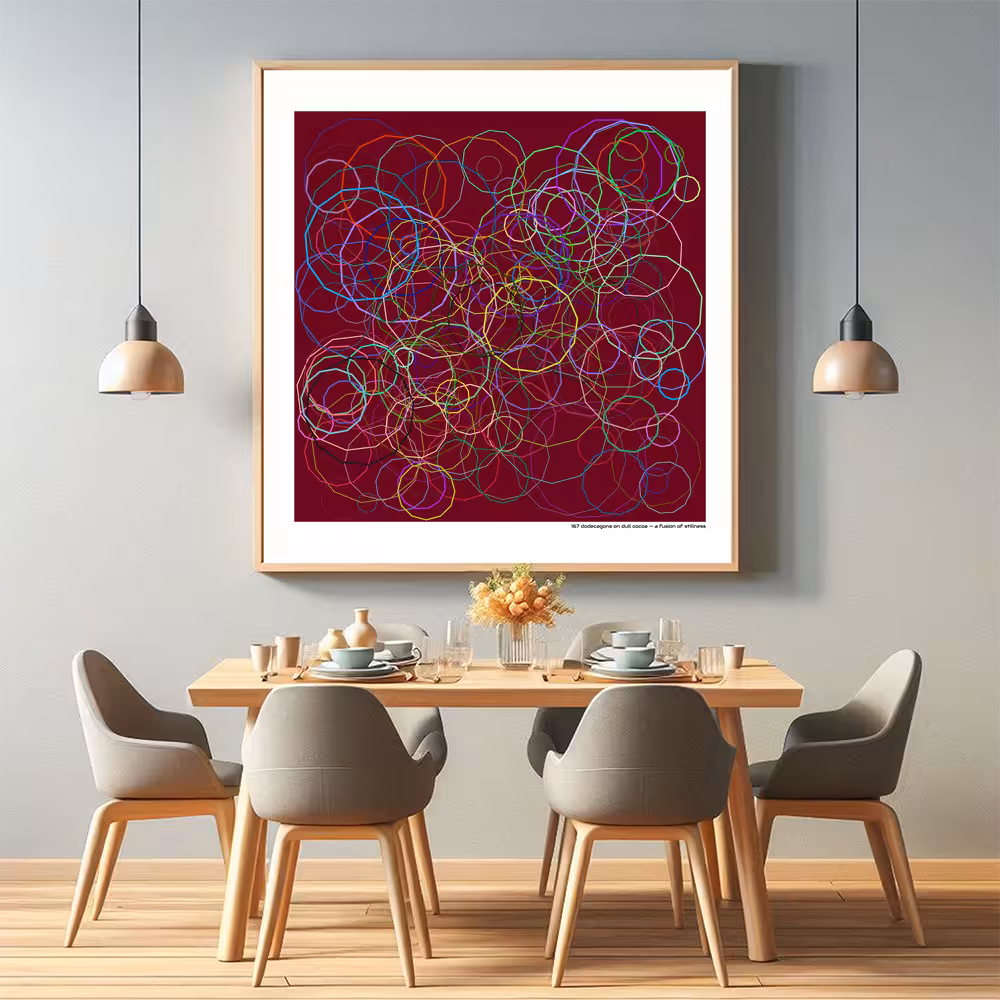 167 dodecagons on dull cocoa — a fusion of stillness in room setting