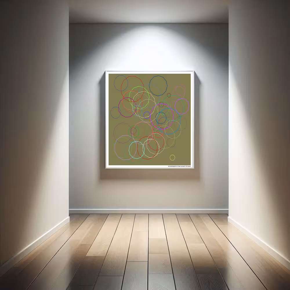 63 dodecagons on khaki beneath the bloom in room setting