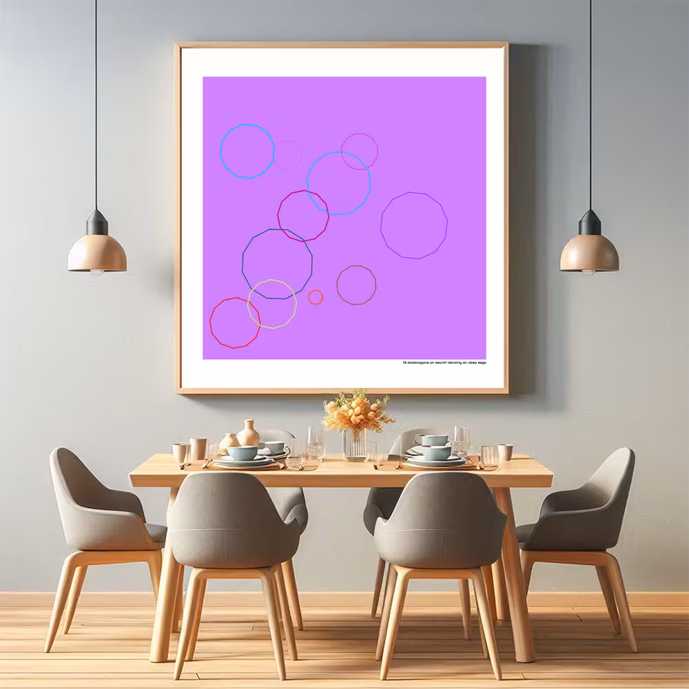 13 dodecagons on secret dancing on deep sage in room setting