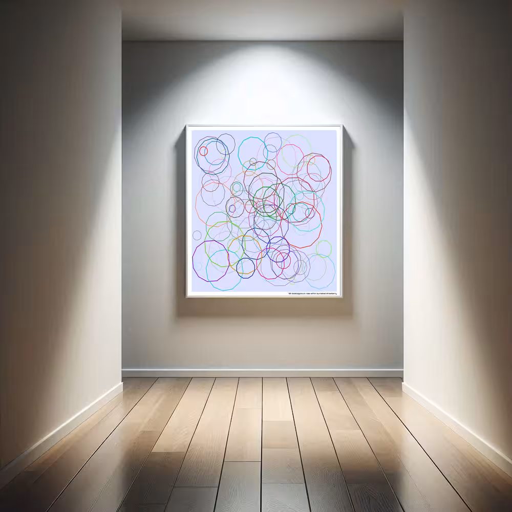 101 dodecagons on rose within burnished strawberry in room setting