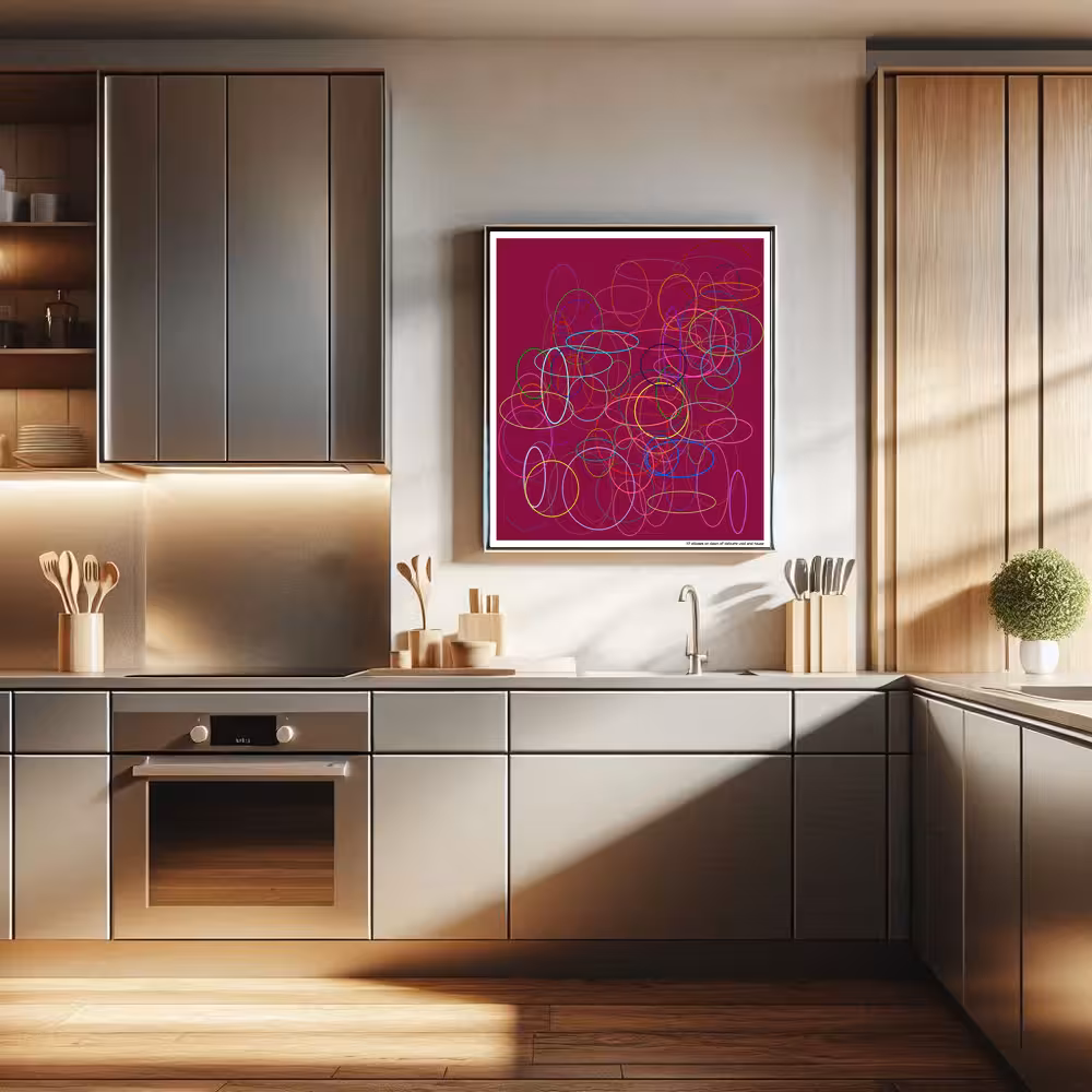 117 ellipses on dawn of delicate void and taupe in room setting