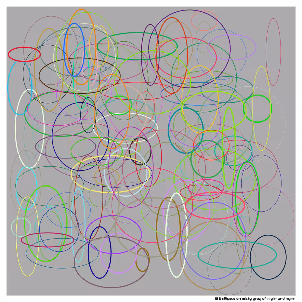 156 ellipses on misty gray of night and hymn