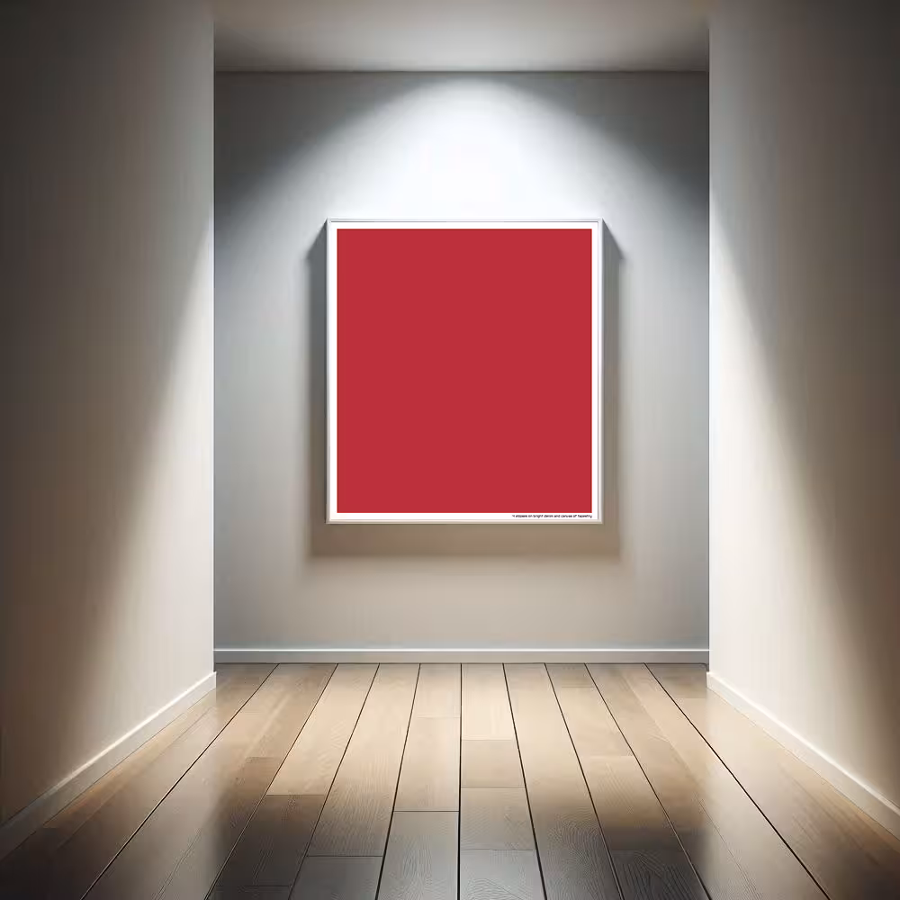 4 ellipses on bright denim and canvas of tapestry in room setting