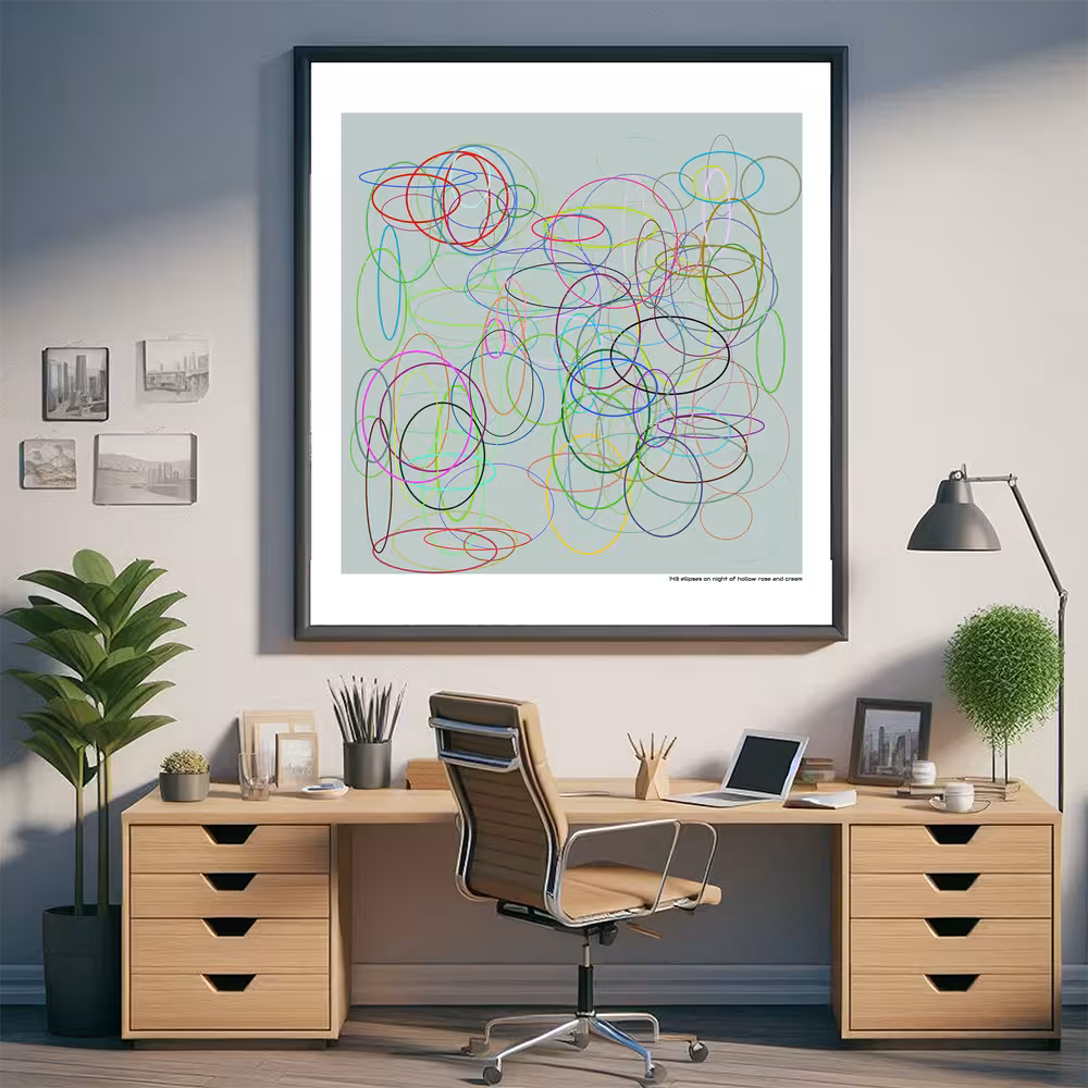 143 ellipses on night of hollow rose and cream in room setting