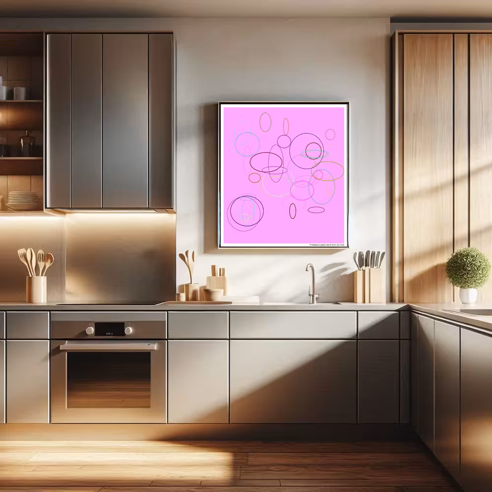 44 ellipses on glazed rose of mirror and ritual in room setting