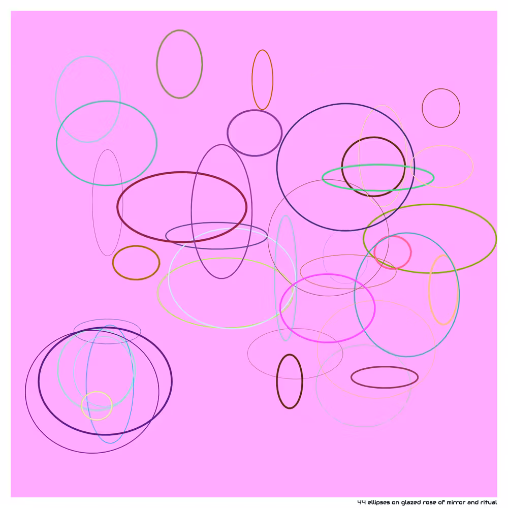 44 ellipses on glazed rose of mirror and ritual