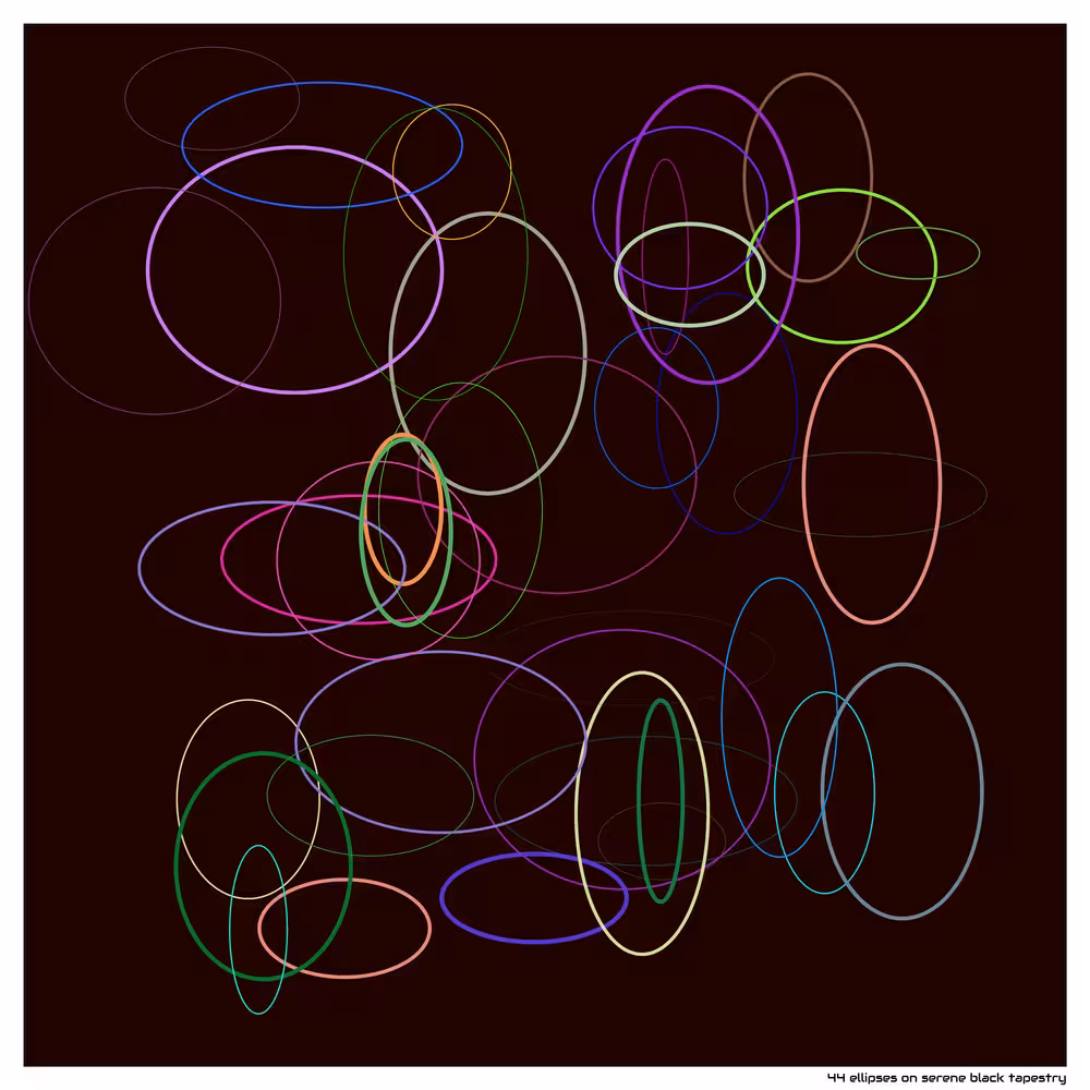 44 ellipses on serene black tapestry