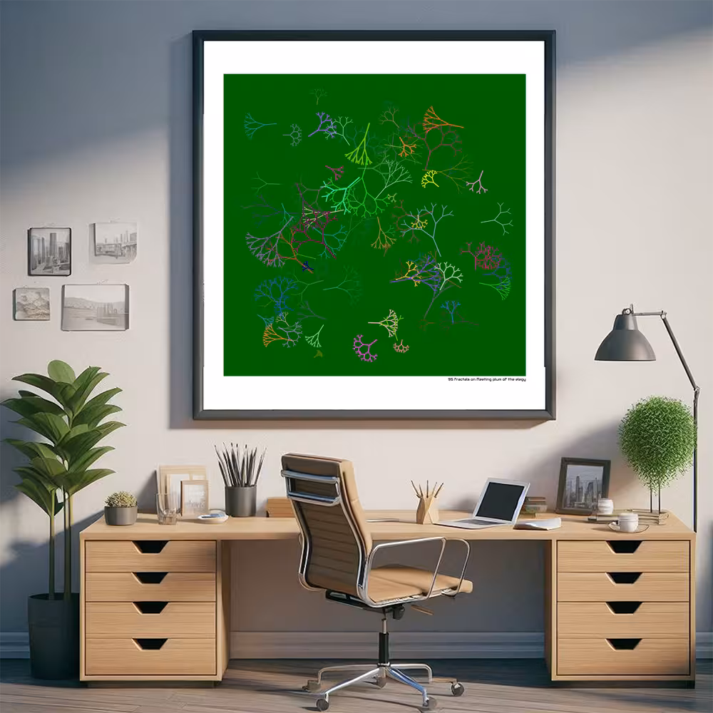 95 fractals on fleeting plum of the elegy in room setting