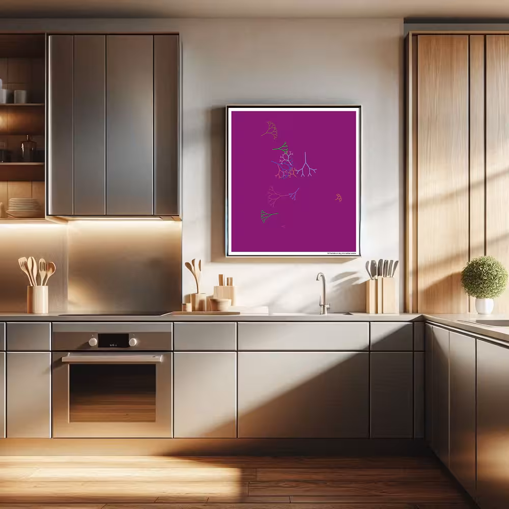 13 fractals on sky into mellow smoke in room setting