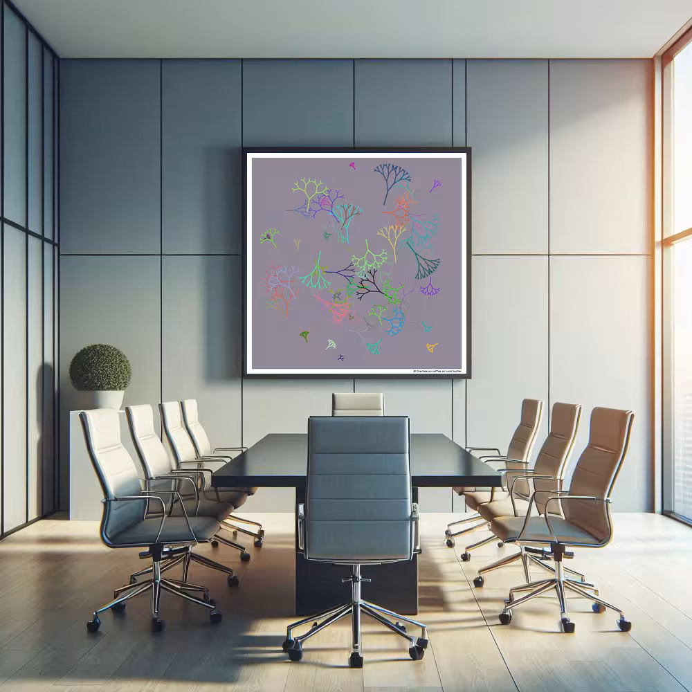 81 fractals on coffee on lucid butter in room setting