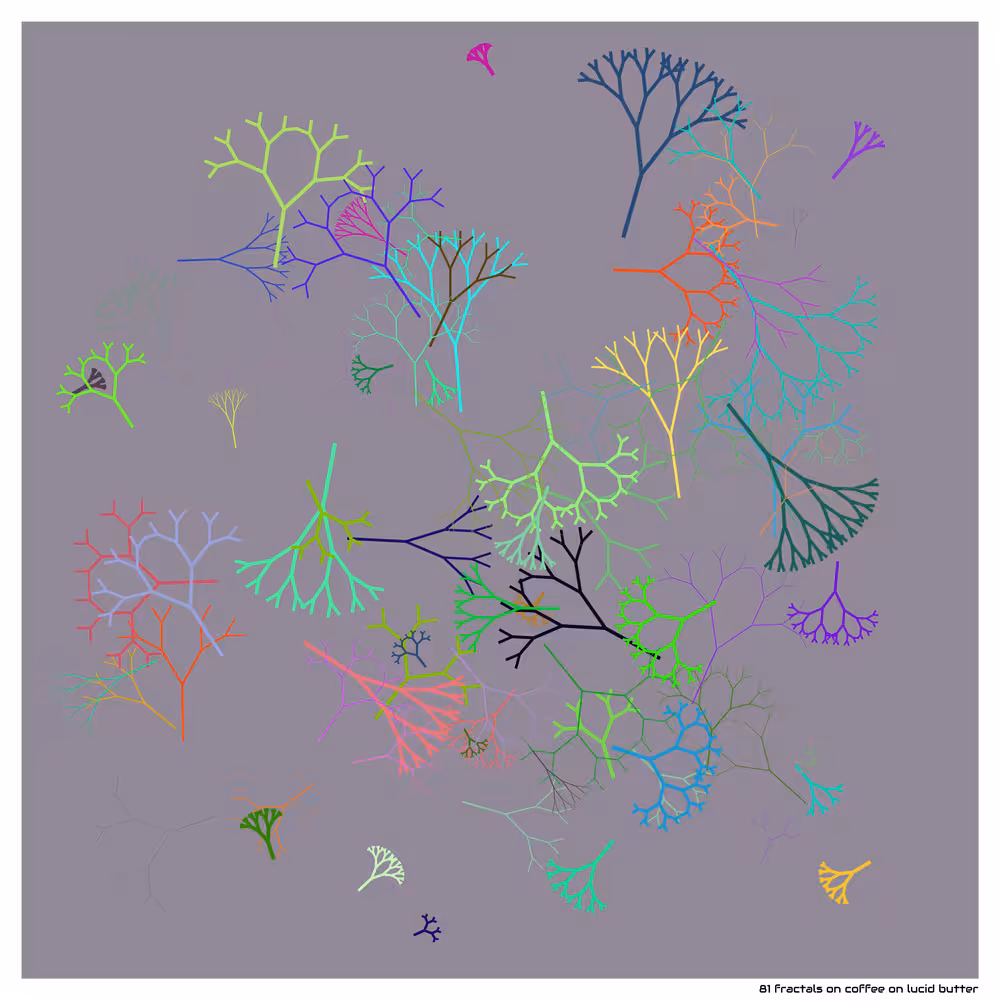 81 fractals on coffee on lucid butter