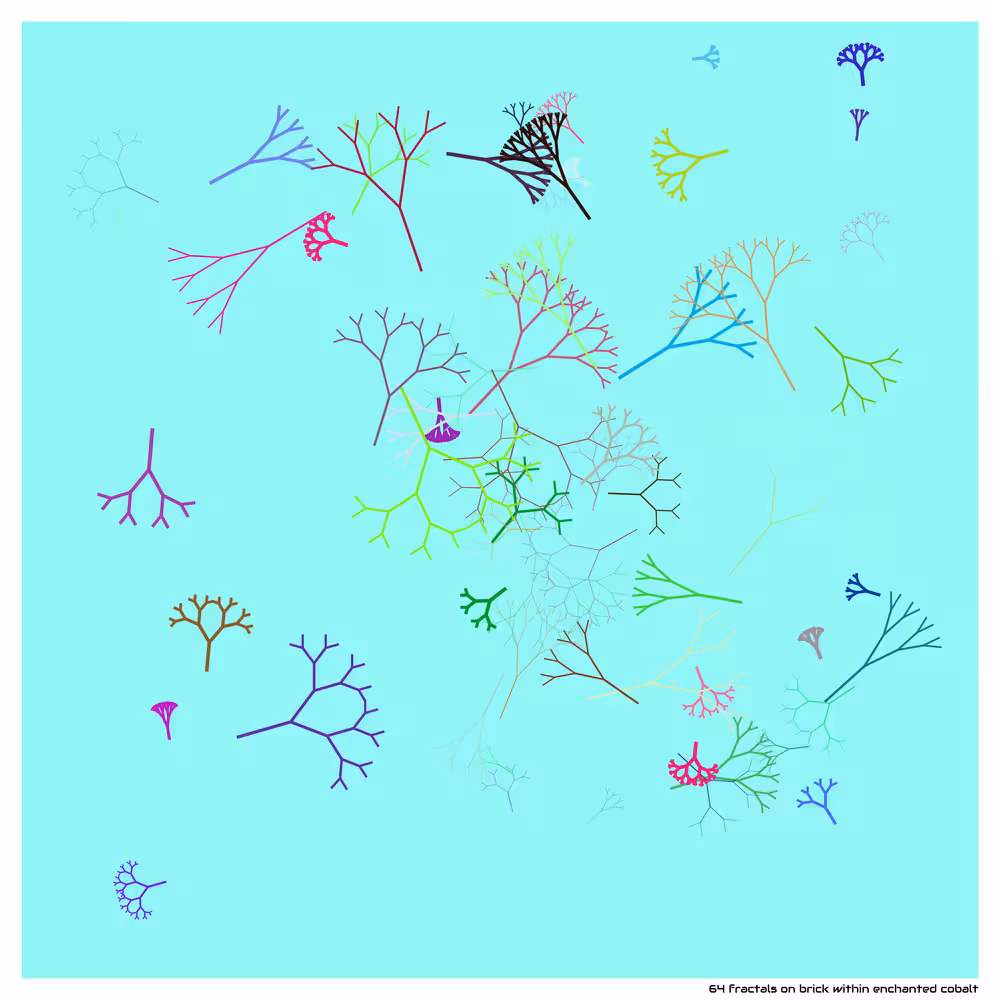 64 fractals on brick within enchanted cobalt