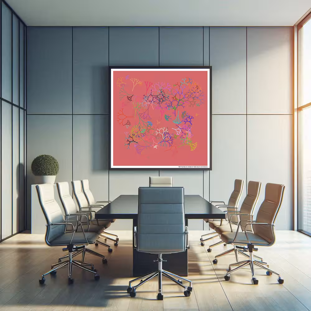 162 fractals on eclipse of deep azure and banana in room setting