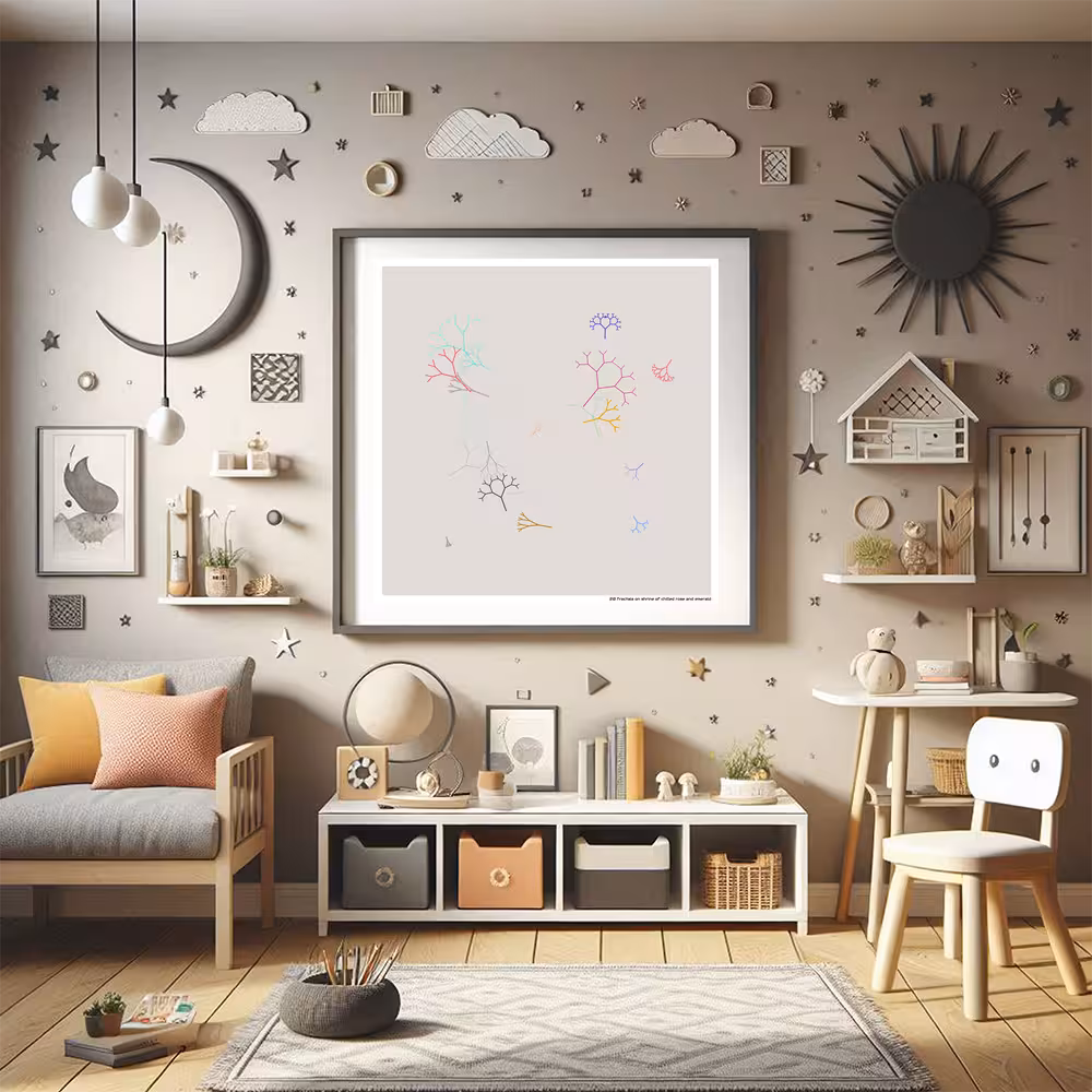 20 fractals on shrine of chilled rose and emerald in room setting