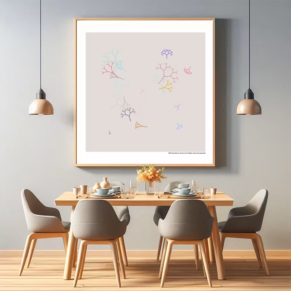 20 fractals on shrine of chilled rose and emerald in room setting