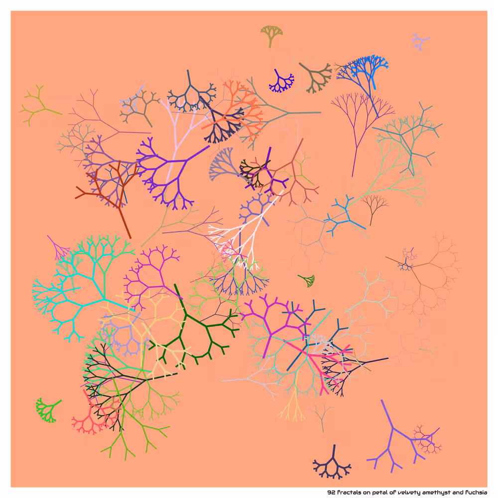 92 fractals on petal of velvety amethyst and fuchsia