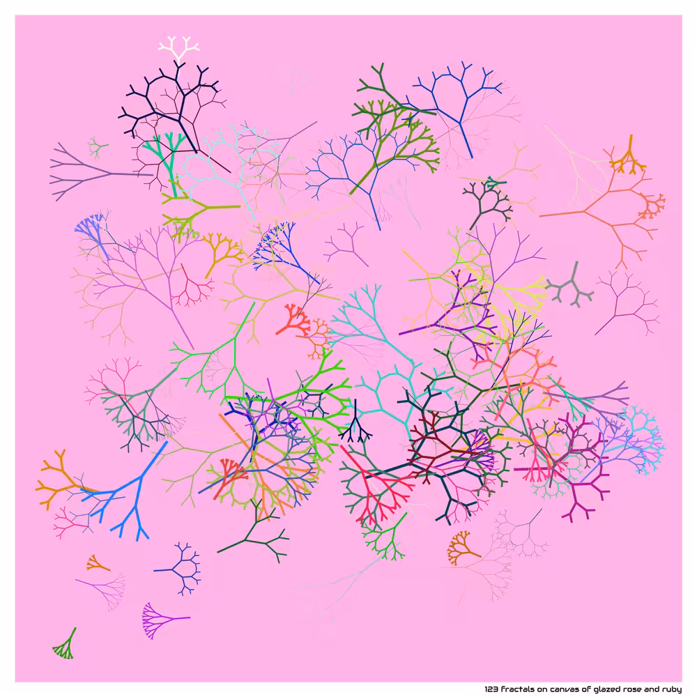 123 fractals on canvas of glazed rose and ruby