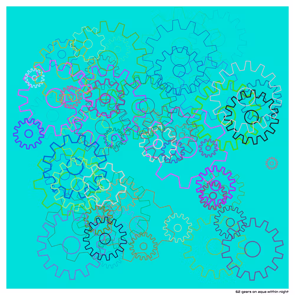 62 gears on aqua within night
