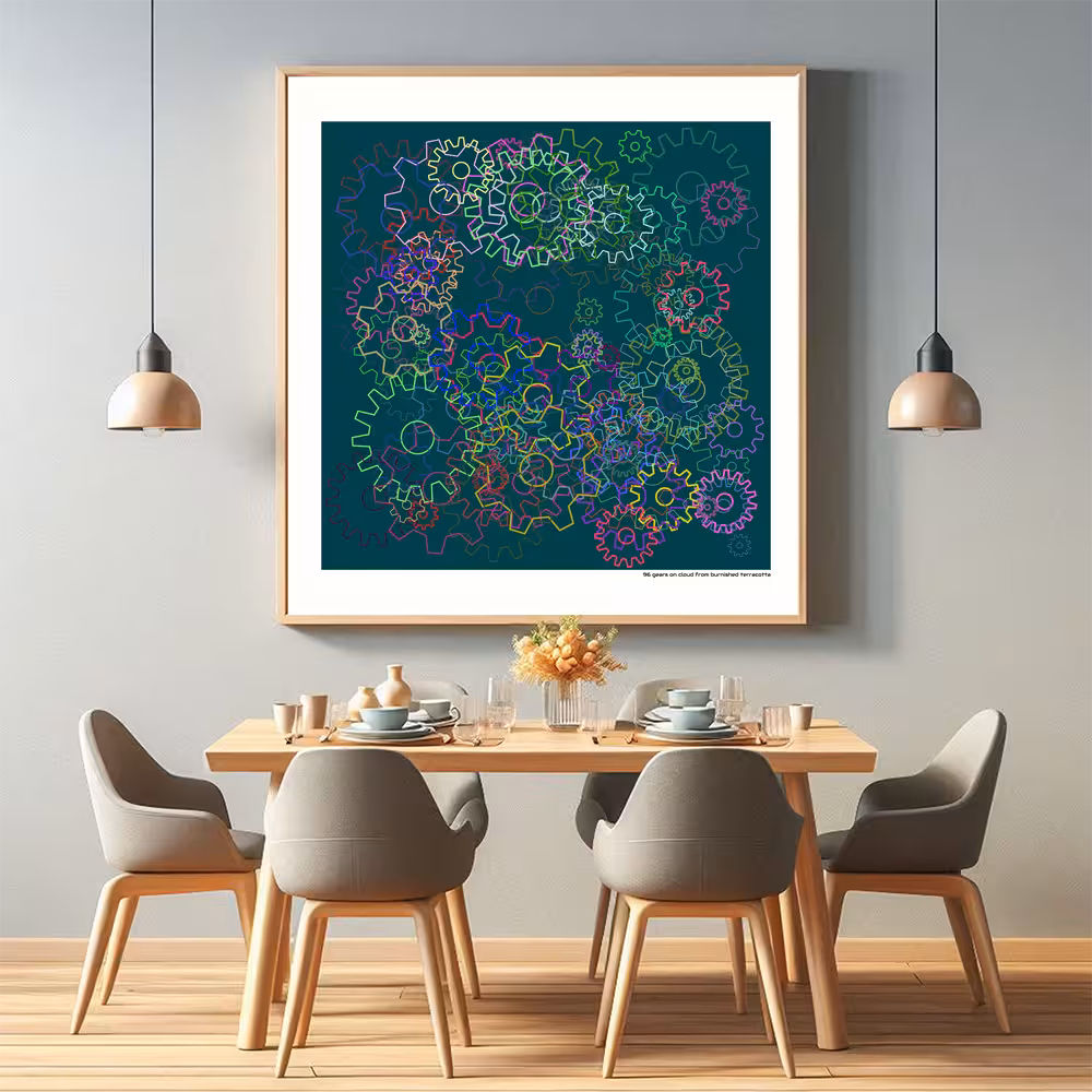 96 gears on cloud from burnished terracotta in room setting