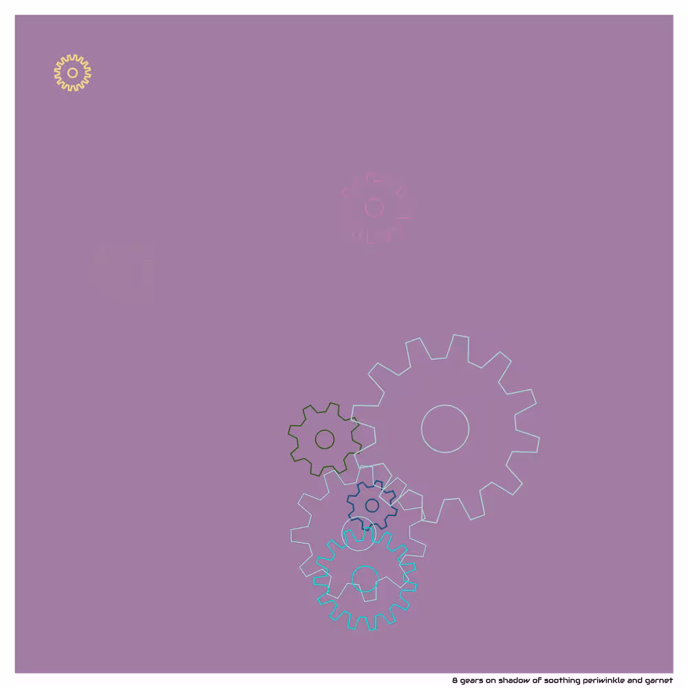 8 gears on shadow of soothing periwinkle and garnet