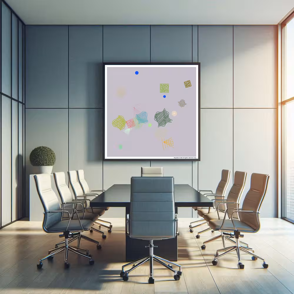 18 grids on mist of mystic rose and ruby in room setting