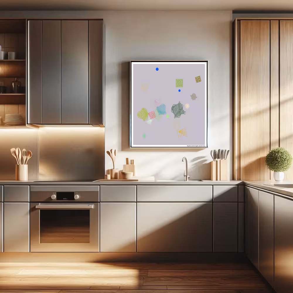 18 grids on mist of mystic rose and ruby in room setting