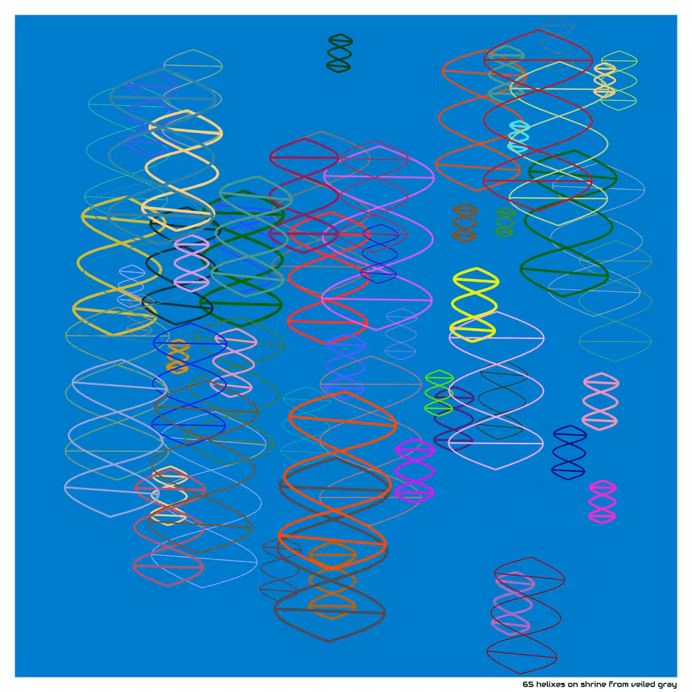 65 helixes on shrine from veiled gray