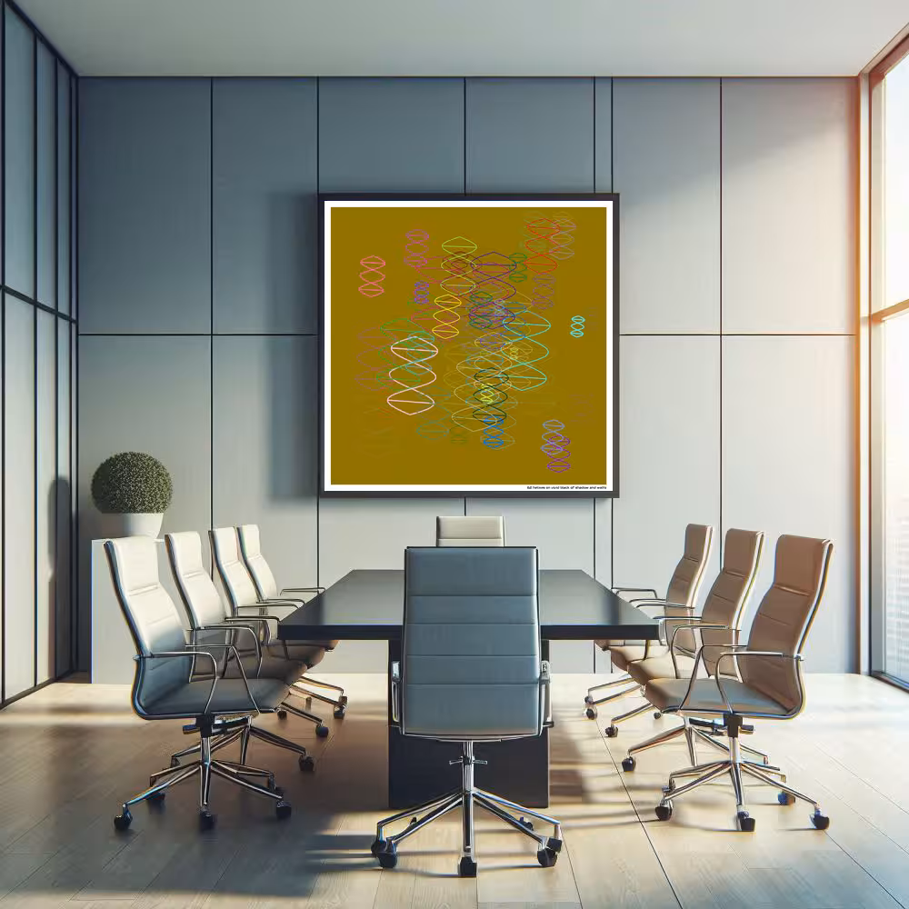 62 helixes on vivid black of shadow and waltz in room setting