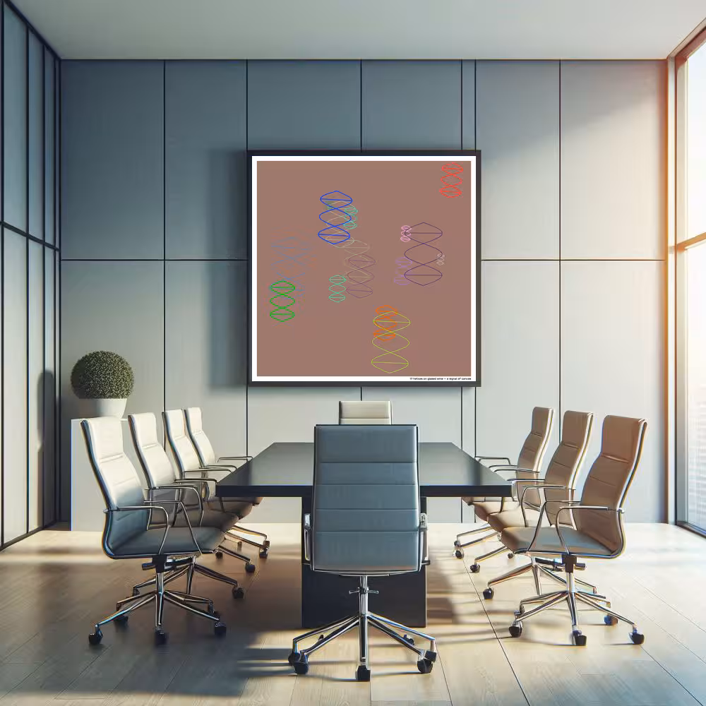 17 helixes on glazed wine — a signal of canvas in room setting