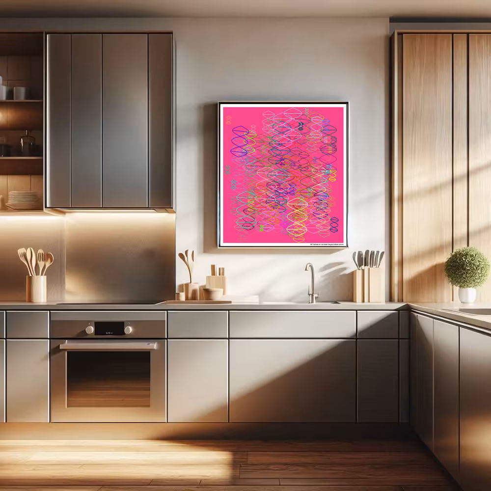 167 helixes on cerulean beyond silken storm in room setting