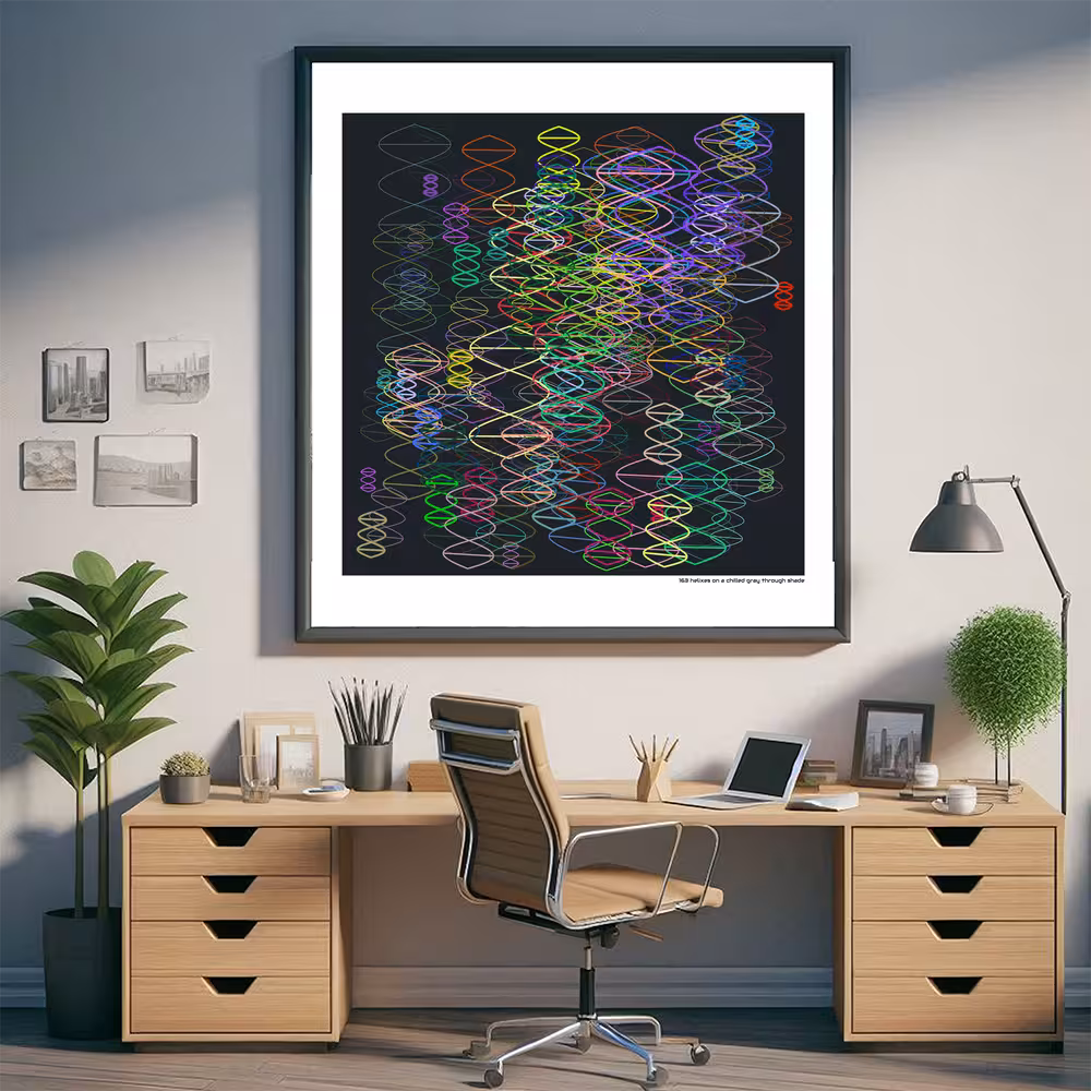 163 helixes on a chilled gray through shade in room setting