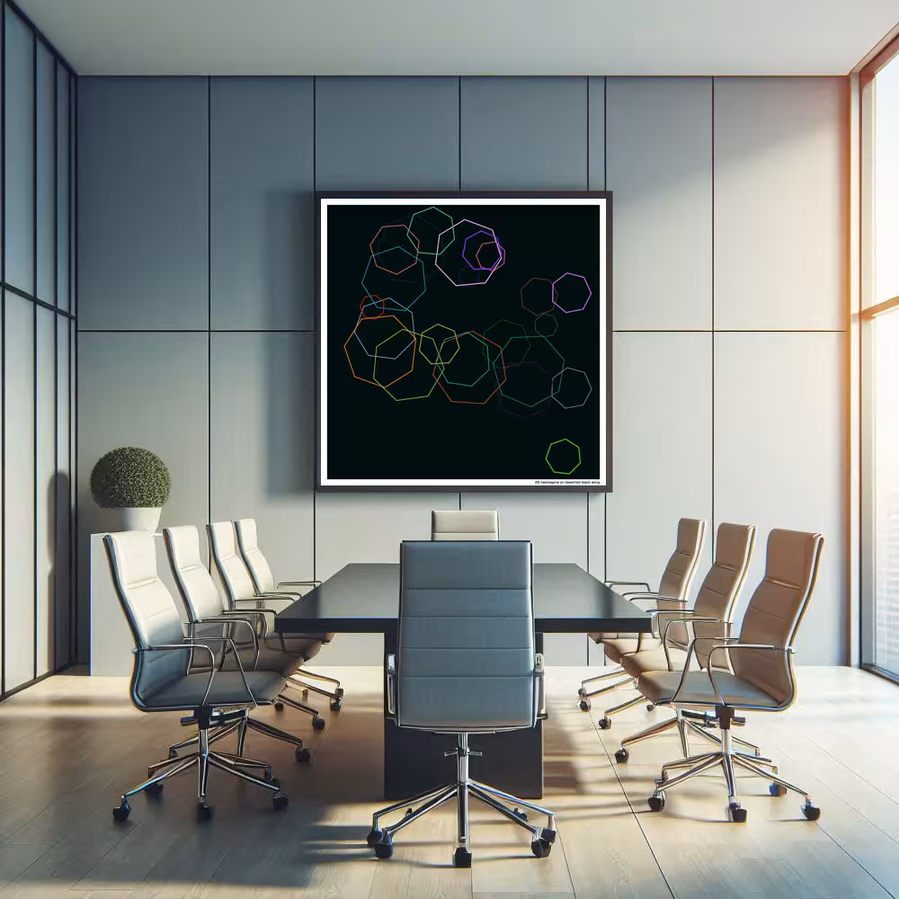 25 heptagons on bleached black song in room setting