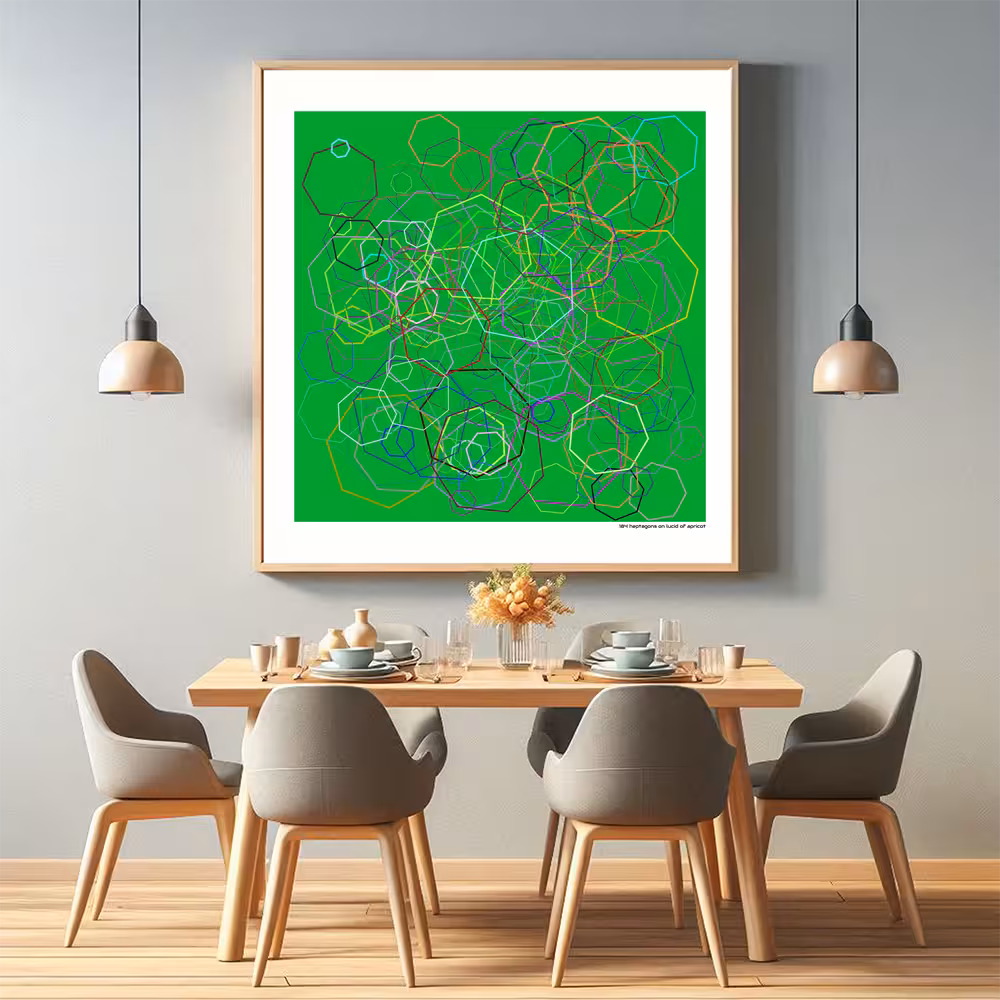 184 heptagons on lucid of apricot in room setting