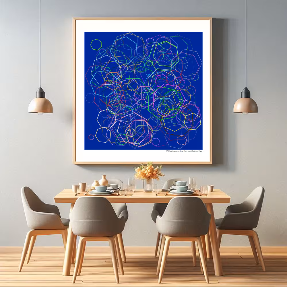 172 heptagons on drop from burnished amethyst in room setting