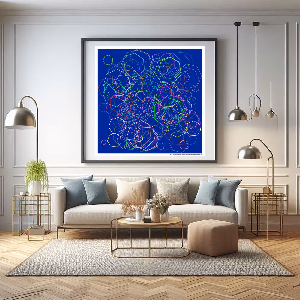 172 heptagons on drop from burnished amethyst in room setting