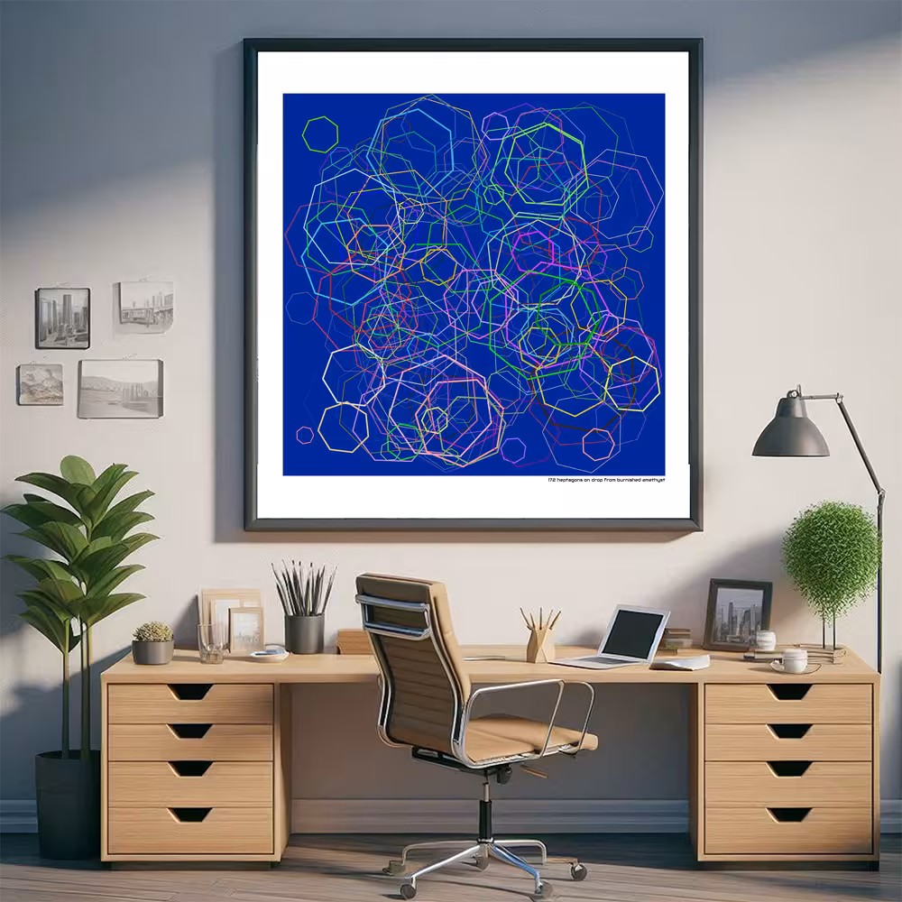 172 heptagons on drop from burnished amethyst in room setting