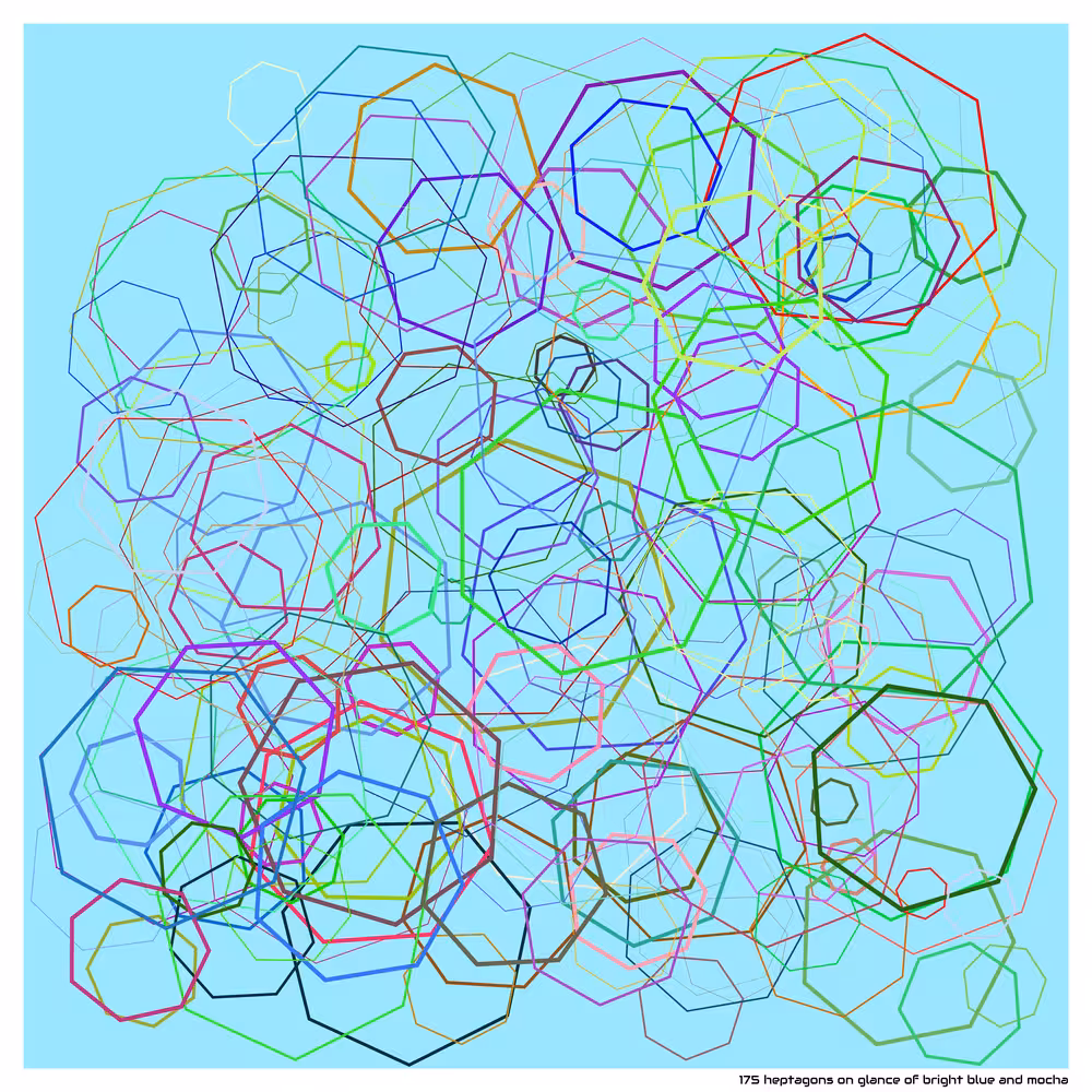 175 heptagons on glance of bright blue and mocha