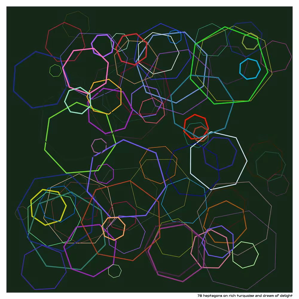 78 heptagons on rich turquoise and dream of delight
