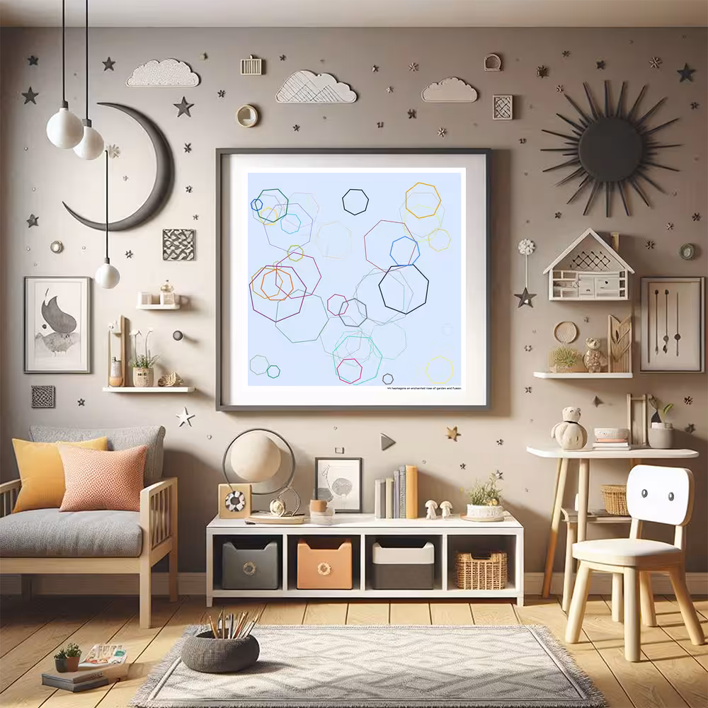 44 heptagons on enchanted rose of garden and fusion in room setting