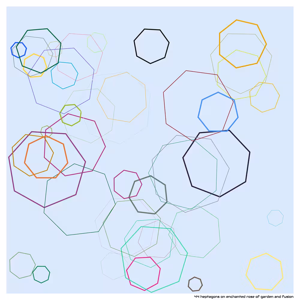 44 heptagons on enchanted rose of garden and fusion