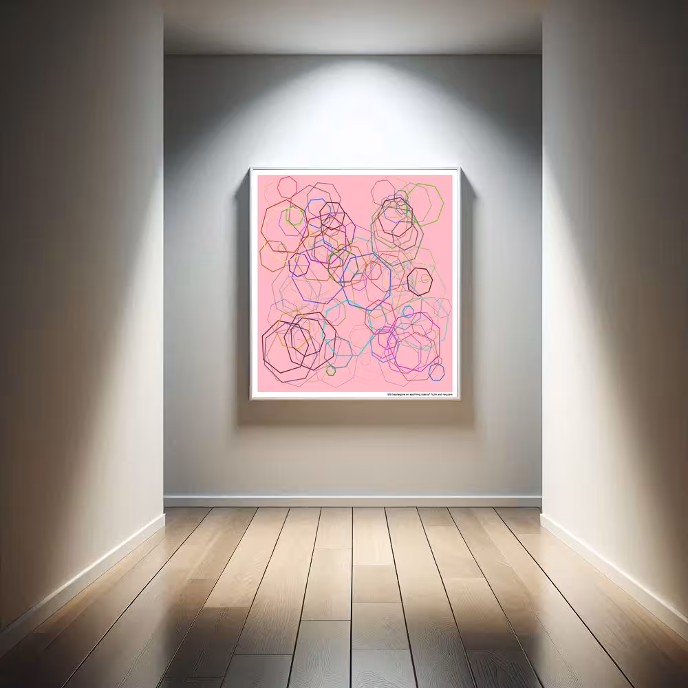 129 heptagons on soothing rose of flute and requiem in room setting