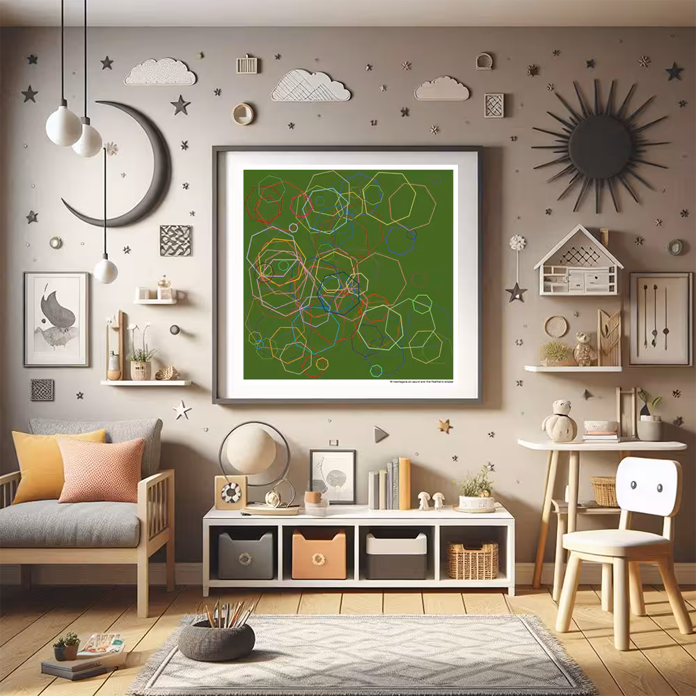 91 heptagons on azure and the feather's eclipse in room setting