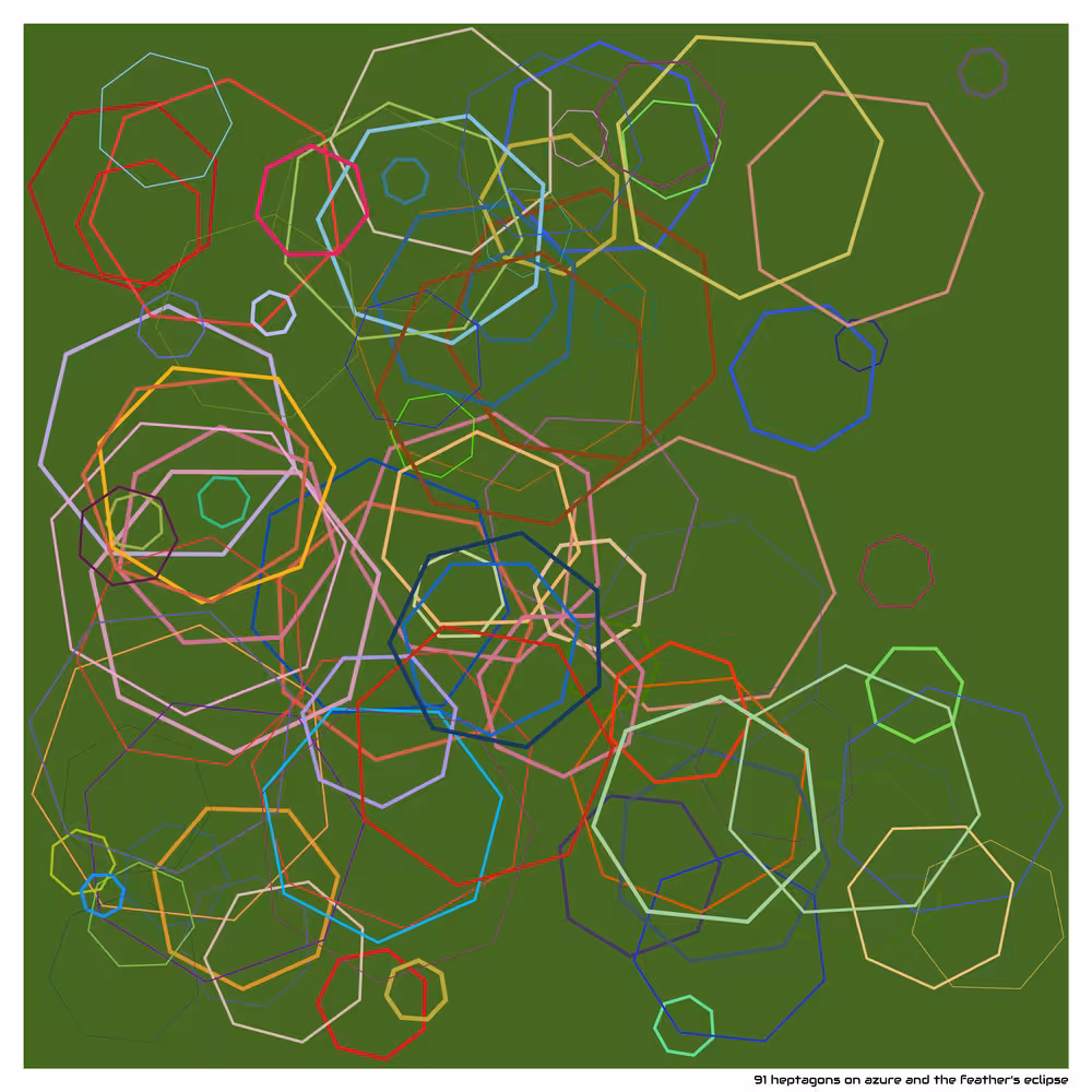 91 heptagons on azure and the feather's eclipse